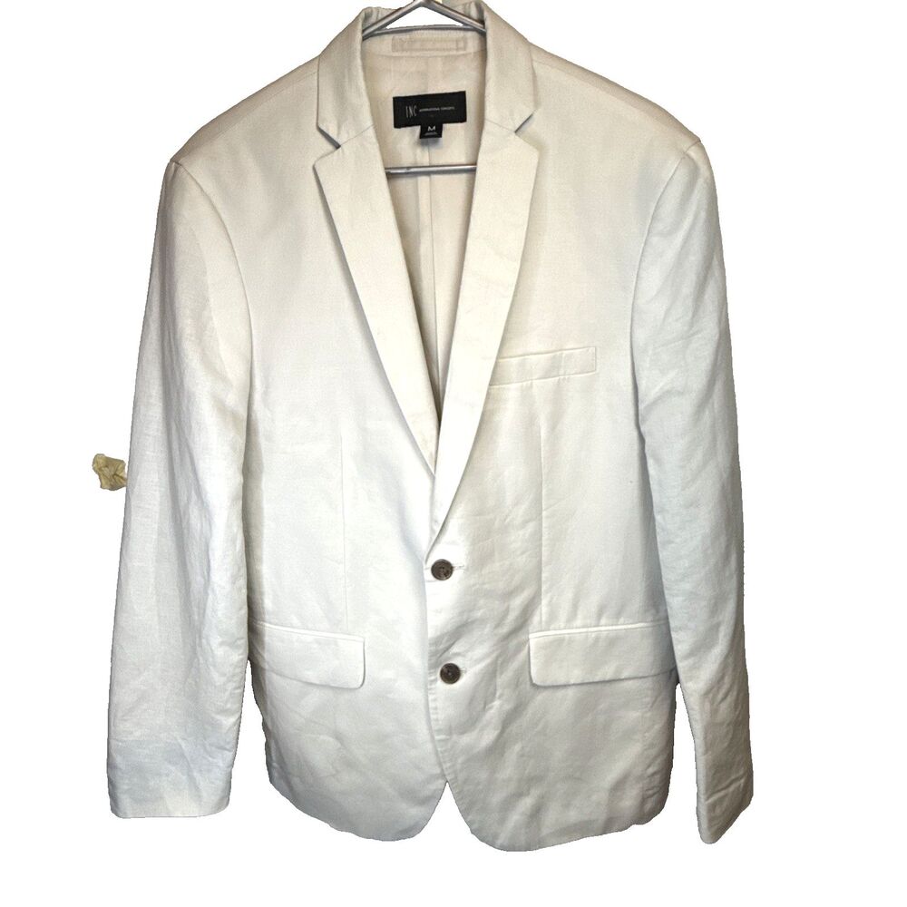 INC international Concepts Men's Medium Linen blend Blazer Jacket Oatmeal
